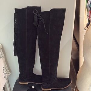 Black Suede Over-the-Knee Boots
